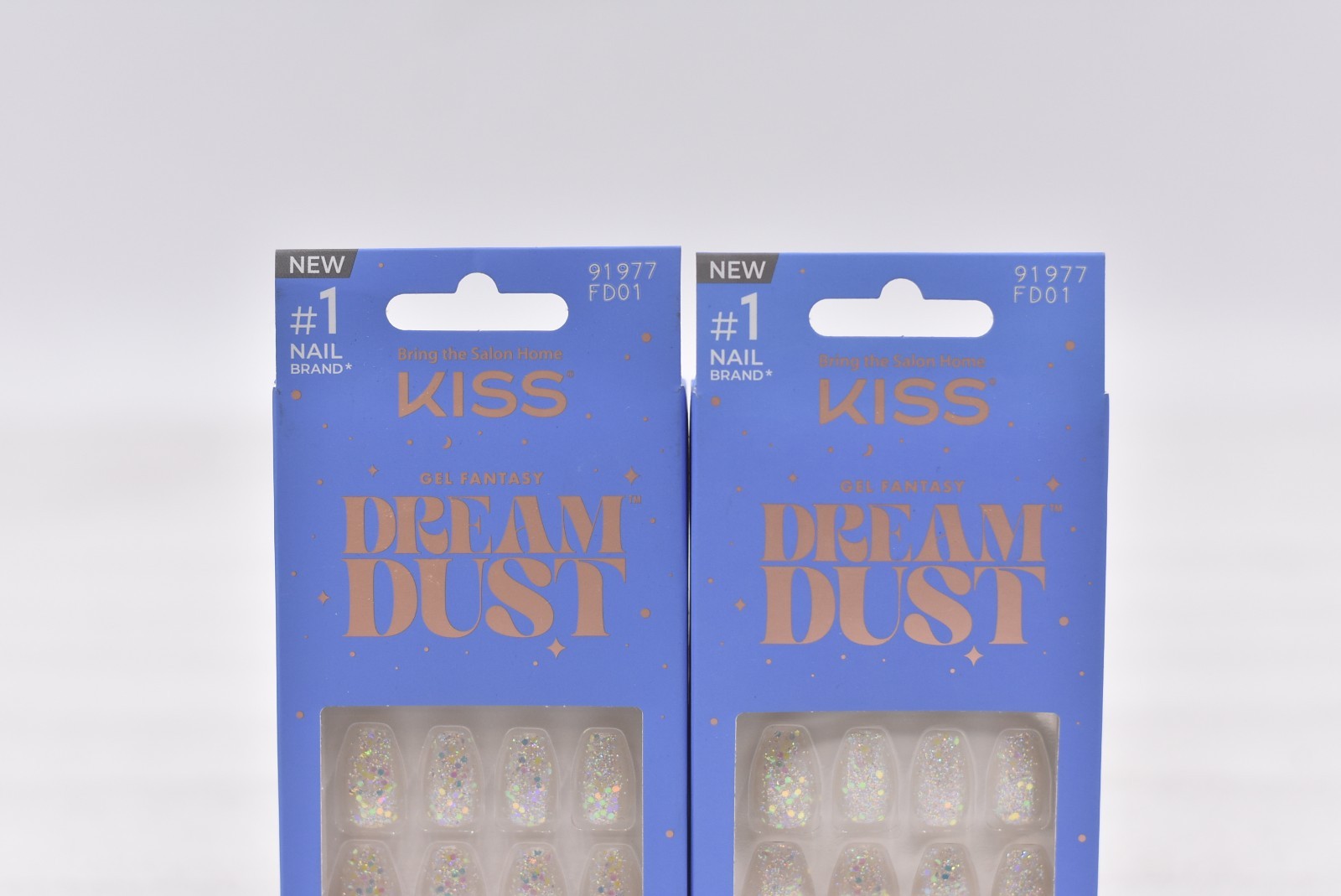 Lot of 2 Kiss Gel Fantasy Dream Dust FD01 Short False Nails – 28 Nails