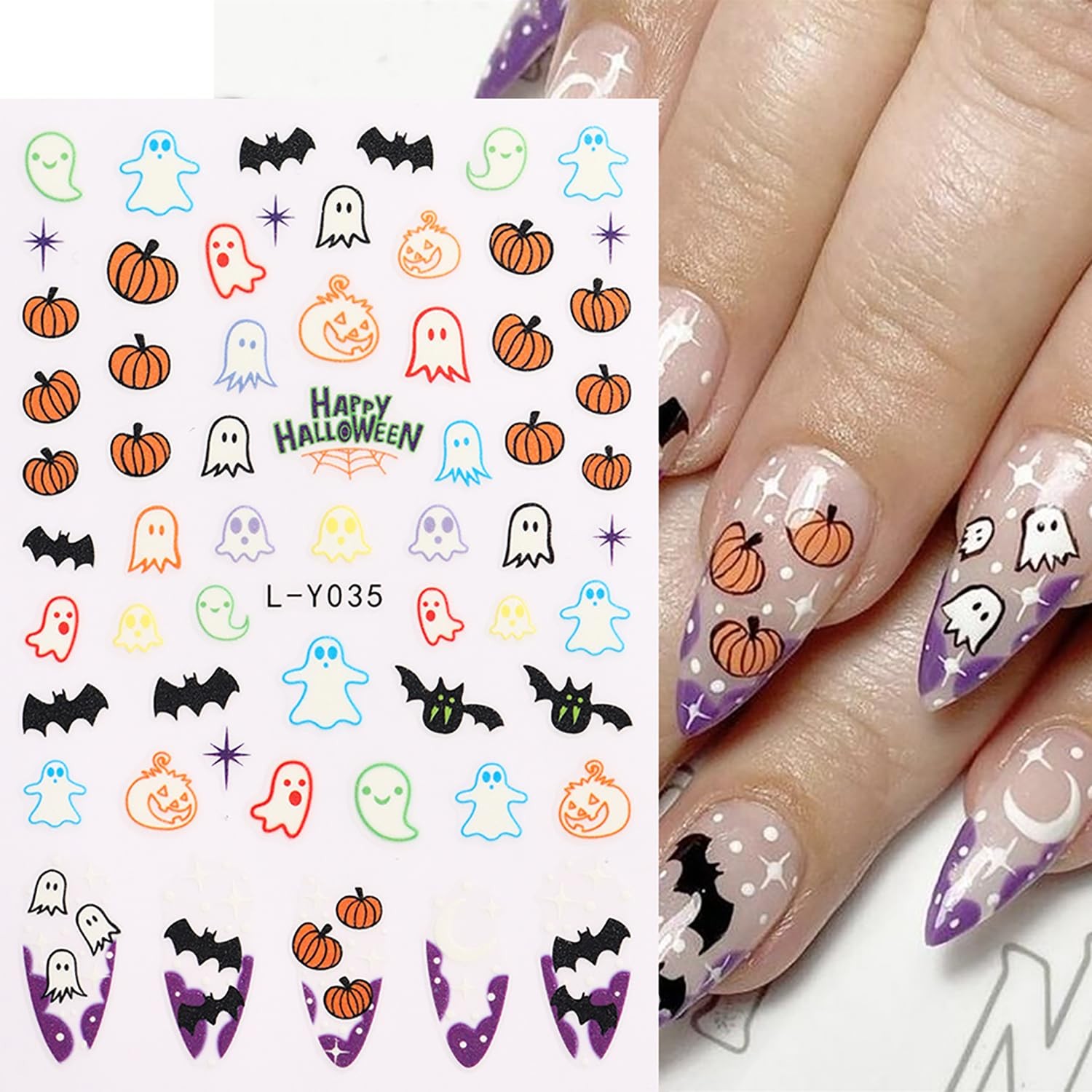 Halloween Nail Stickers for Nail Art Glow in The Dark 3D Self-Adhesive Supplies