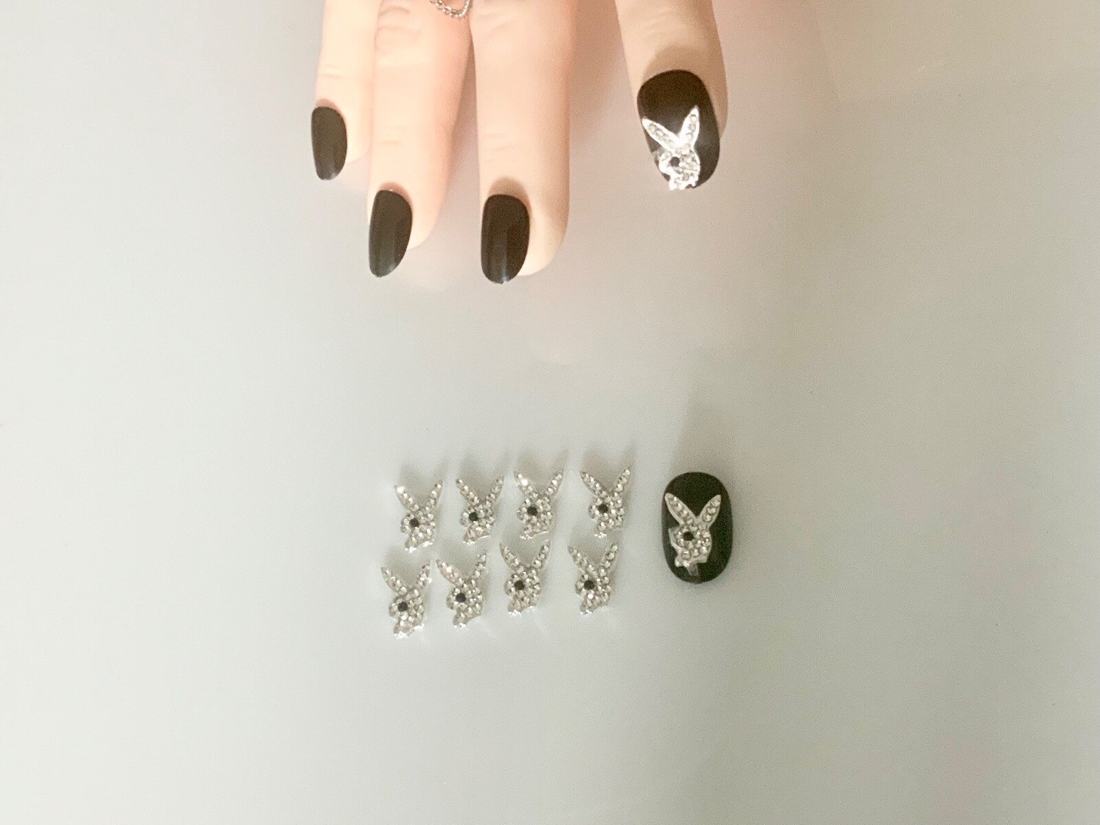 Playboy Bunny Nail Art Charms Silver Rabbit Accessory Retro Classic
