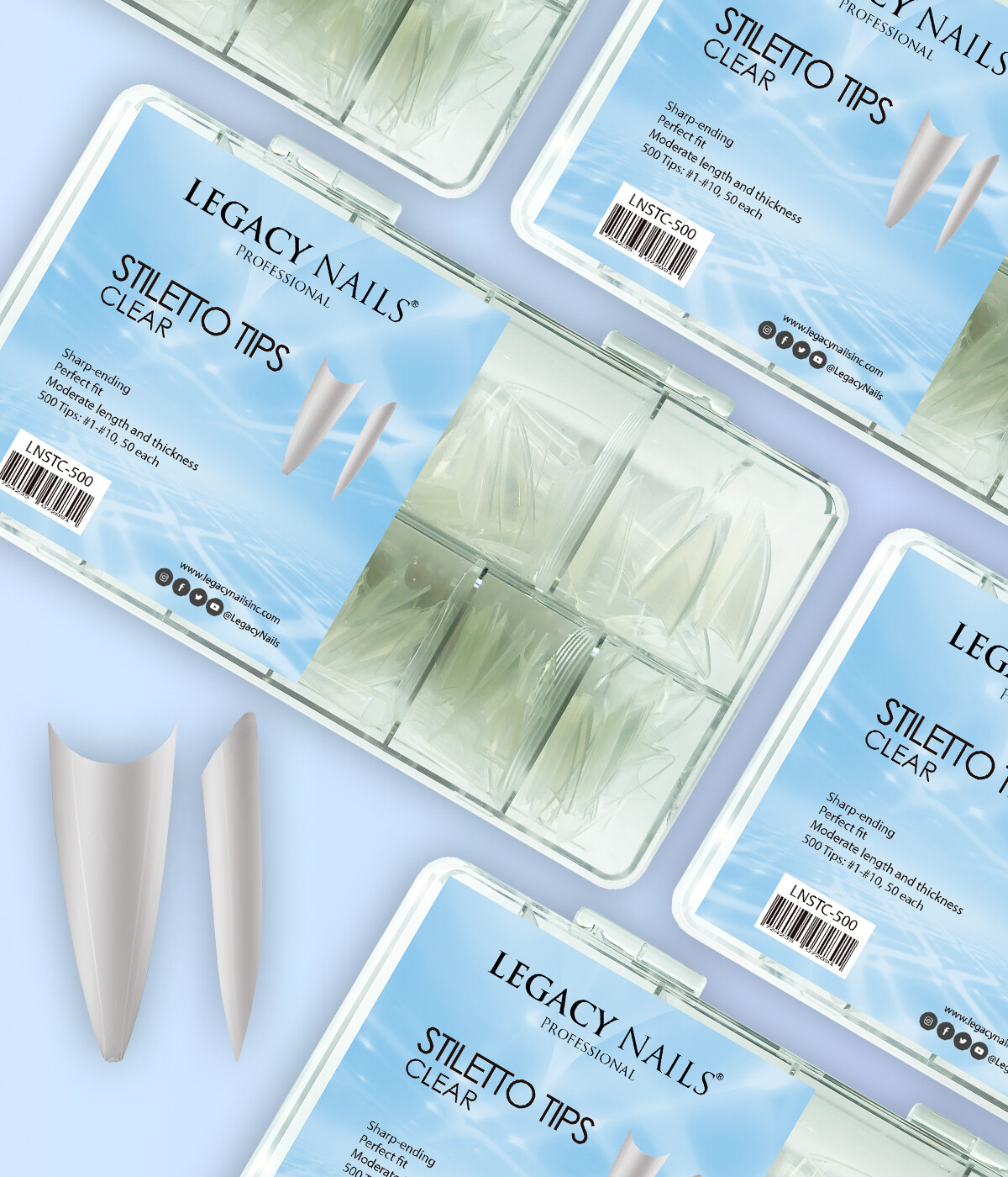 Clear Stiletto Nail Tips 500 pcs | Legacy Nails
