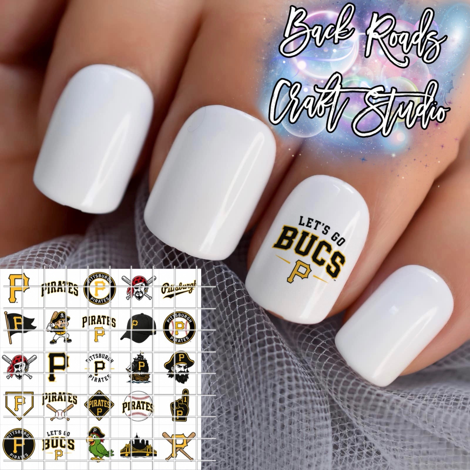 Pittsburgh Pirates Waterslide Finger Nail Decals Instructions Bonus set of 50