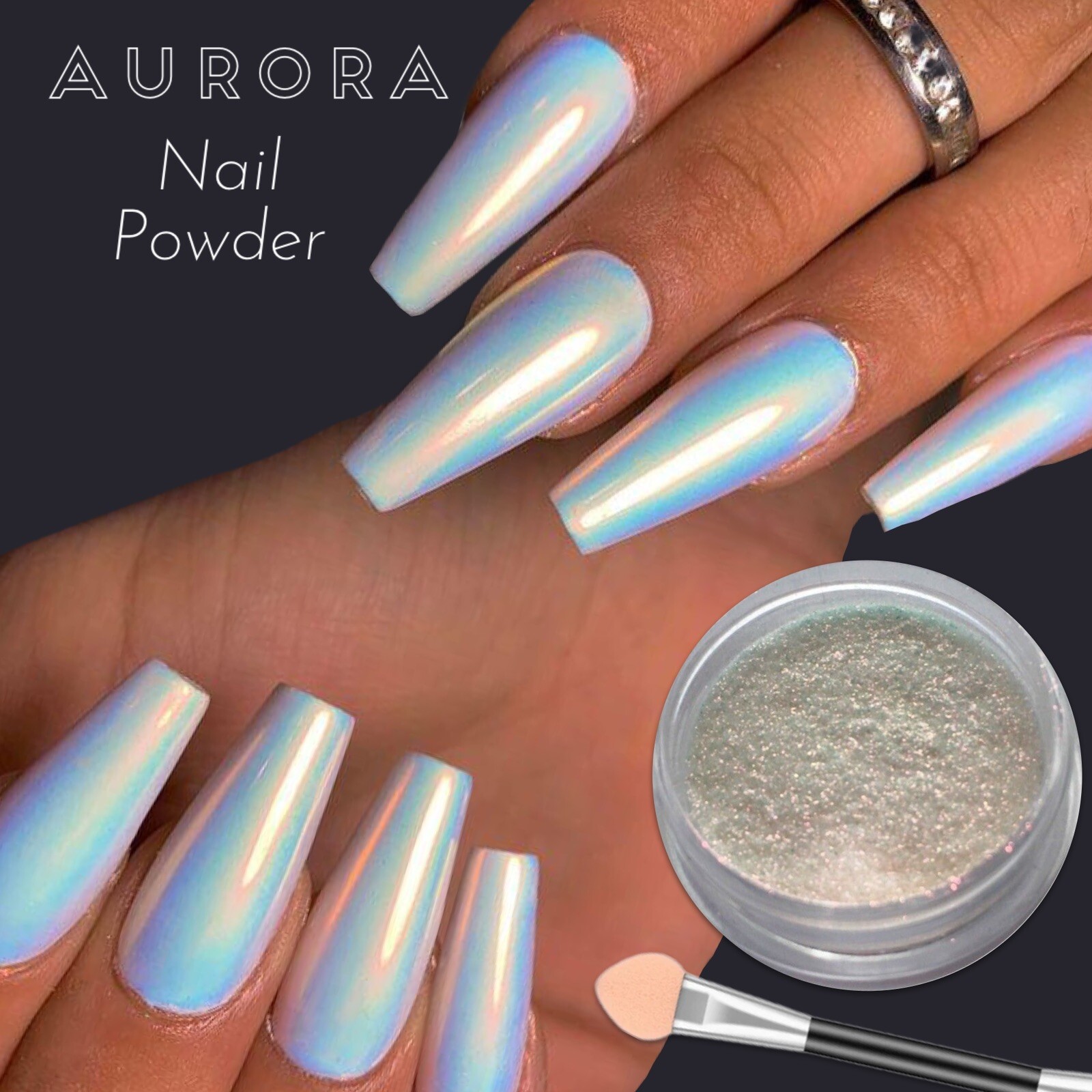 Aurora Nail Chrome Volcano Mermaid AB Mirror Glass Red Effect Rainbow Shimmer UK