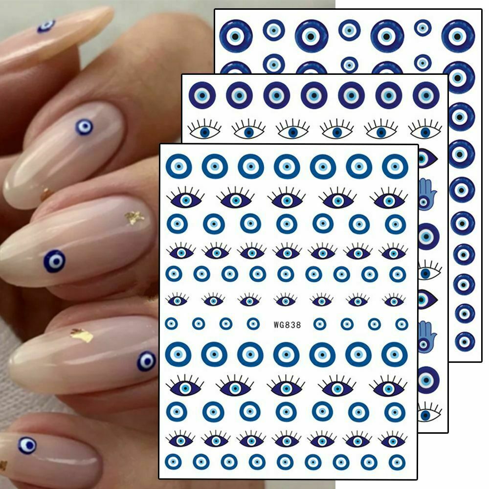 Abstract Color Evil Eye Nail Art Decal Sticker Hamsa Hand of Fatima 3D DIY NH3