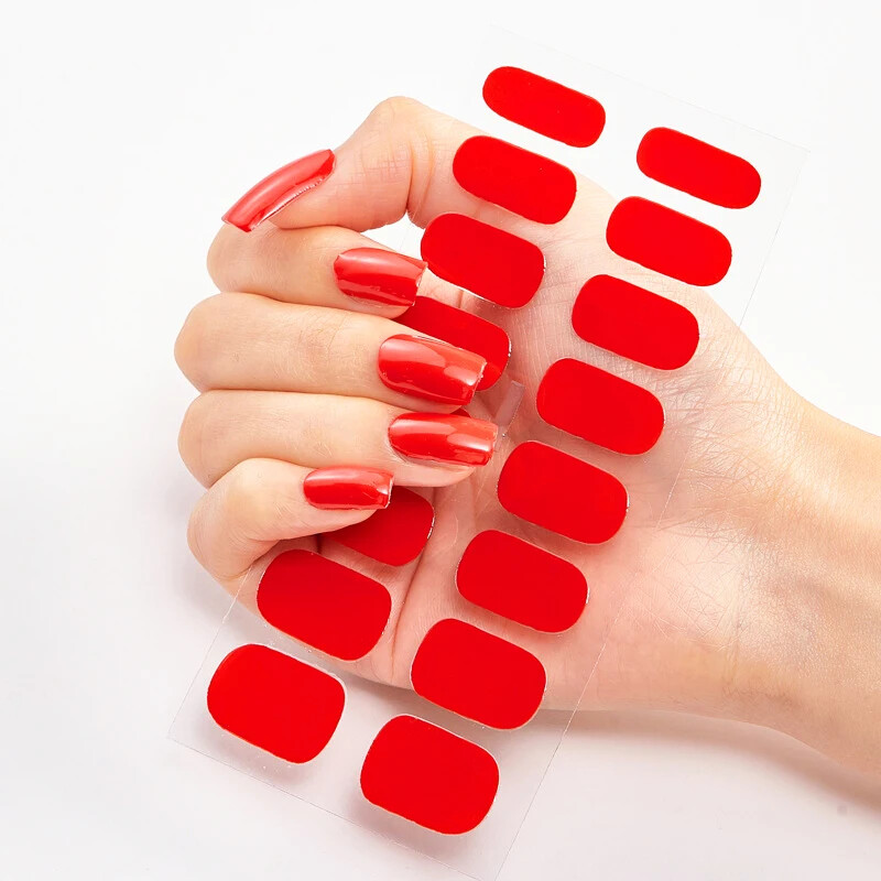 16 Strips Patch Full Cover Wraps Gel Nail Sticker UV Lamp Semi-Cured Manicure
