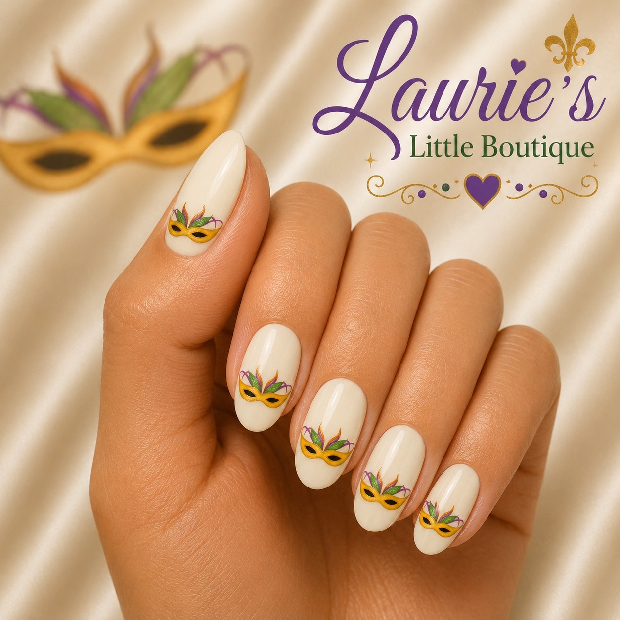 Waterslide Nail Decals Set of 30 Mardi Gras Mask