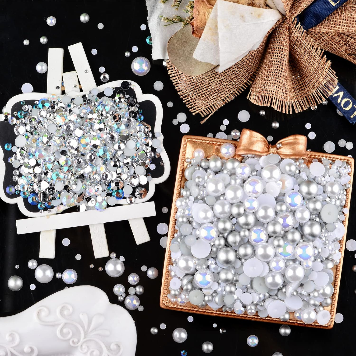 3900+ Pcs Rhinestones and Pearls Kit, 2-10Mm Flatback Gems for Nail Art, Tumbler