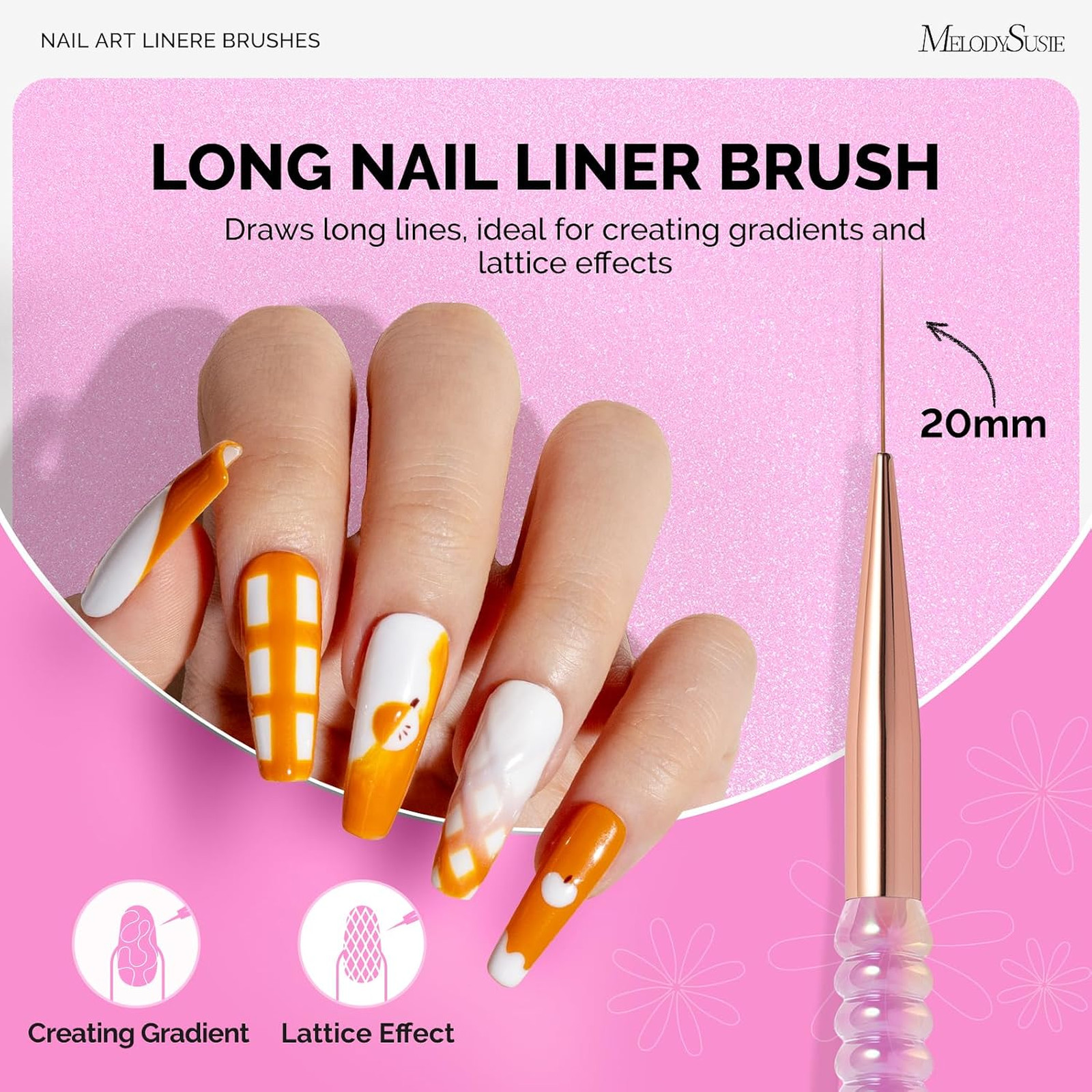 Nail Art Liner Brushes Set with Holder, Gel Polish Drawing Pen, Thin Long Line