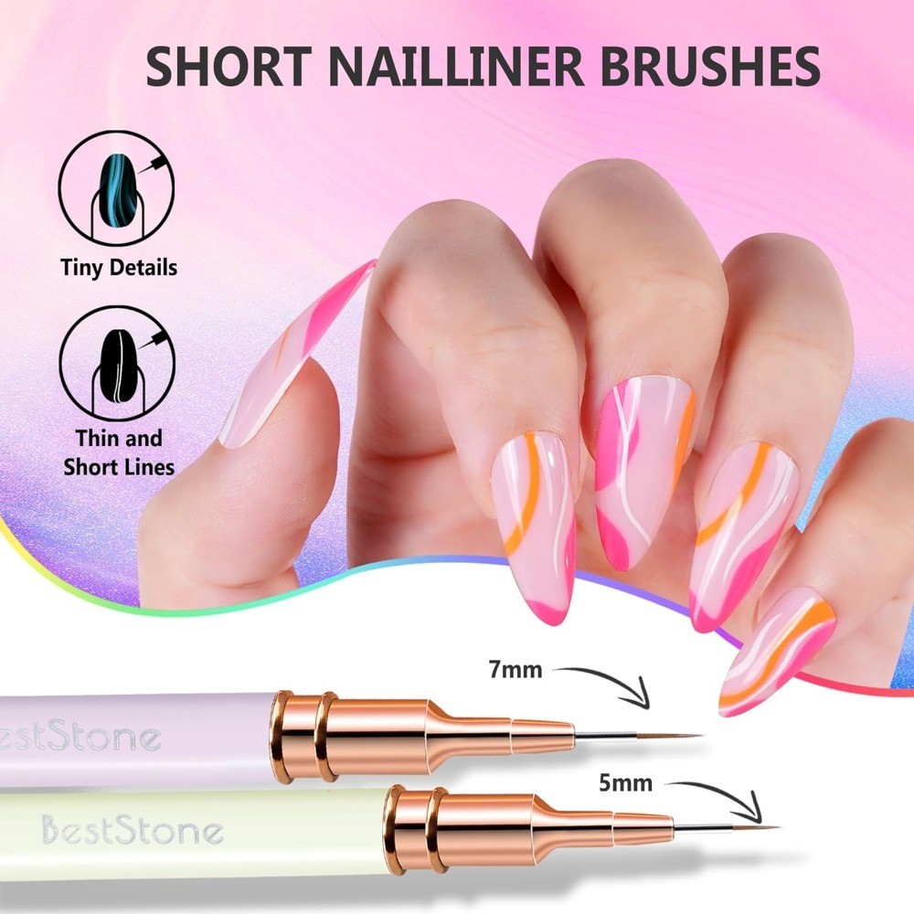 Nail Art Liner Brushes 5Pcs Professional Gel Polish Painting Design Pen Set for