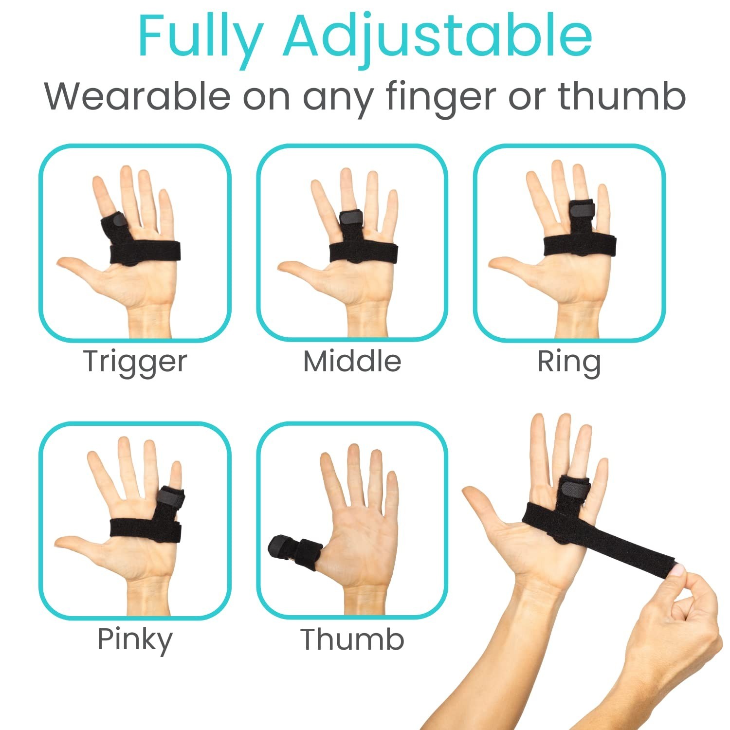 Vive Trigger Finger Splint Brace – Middle, Pinky, Pointer, Ring and Thumb Sup…