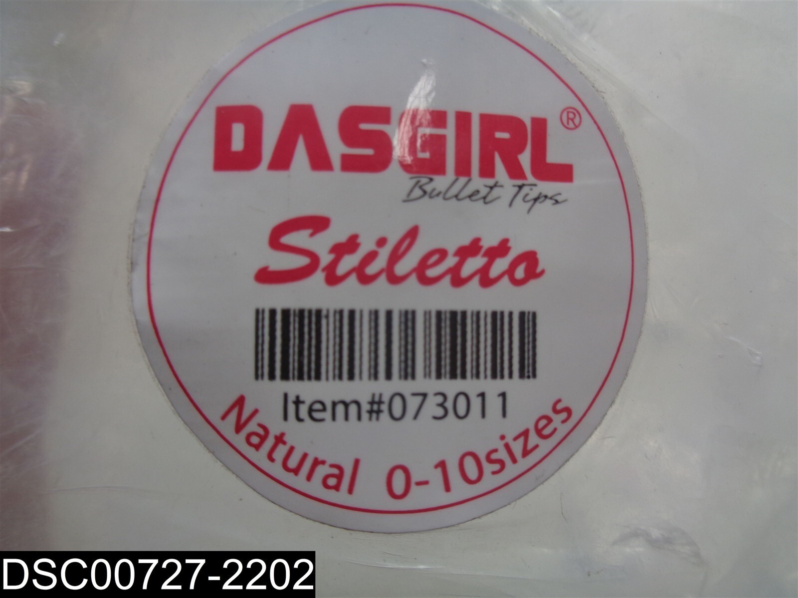 QTY=500 (each pack =50) 073011 Dasgirl Stiletto Natural Size 0-10 Nail Tips