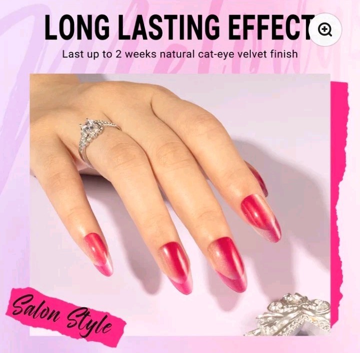 2x Melody Susie Nail Lot: Red Cats Eye Finish+ Green Deco Press On Kit