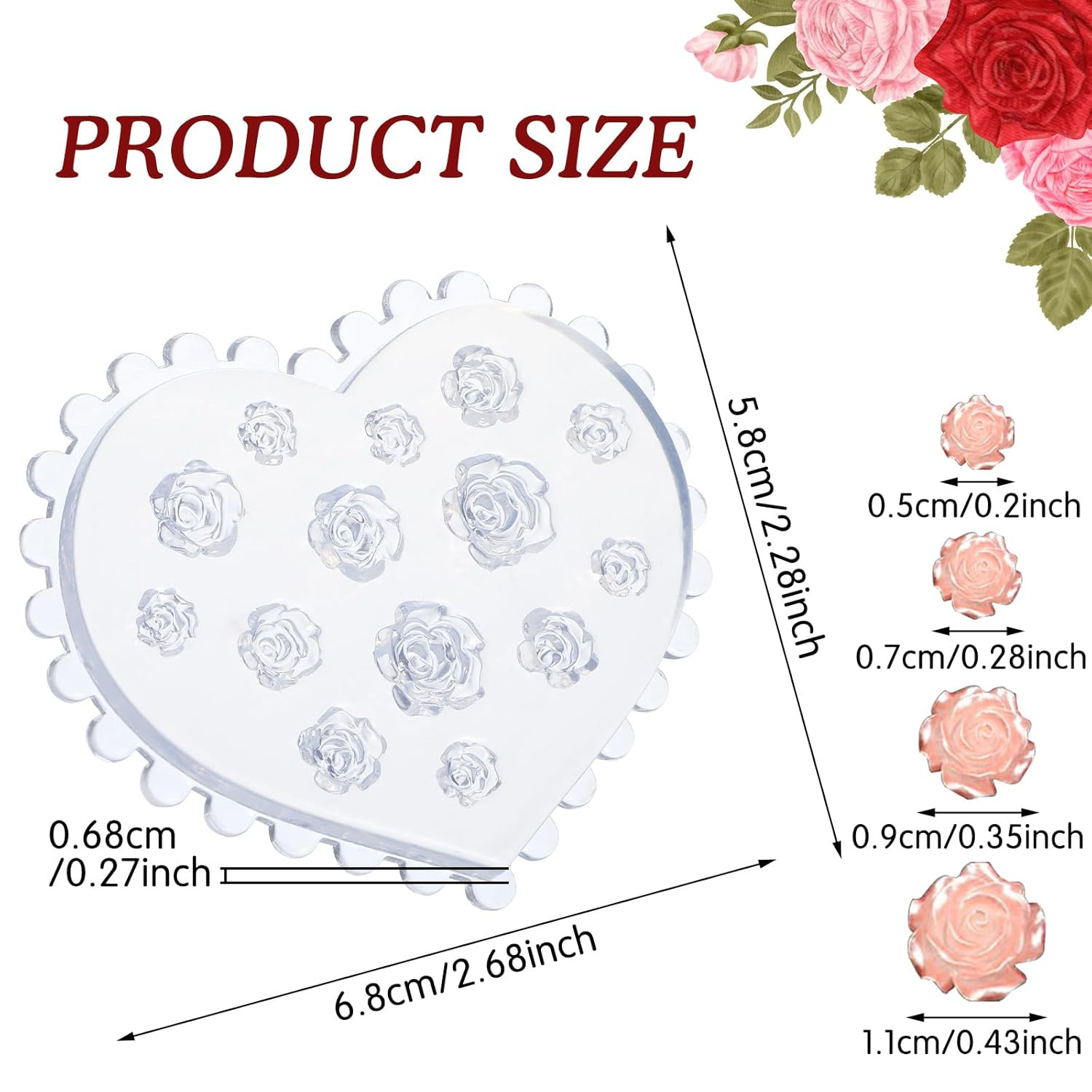 3D Flower Nail Molds for Nail Art – Rose Camellia Silicone Nails Charm Molds for