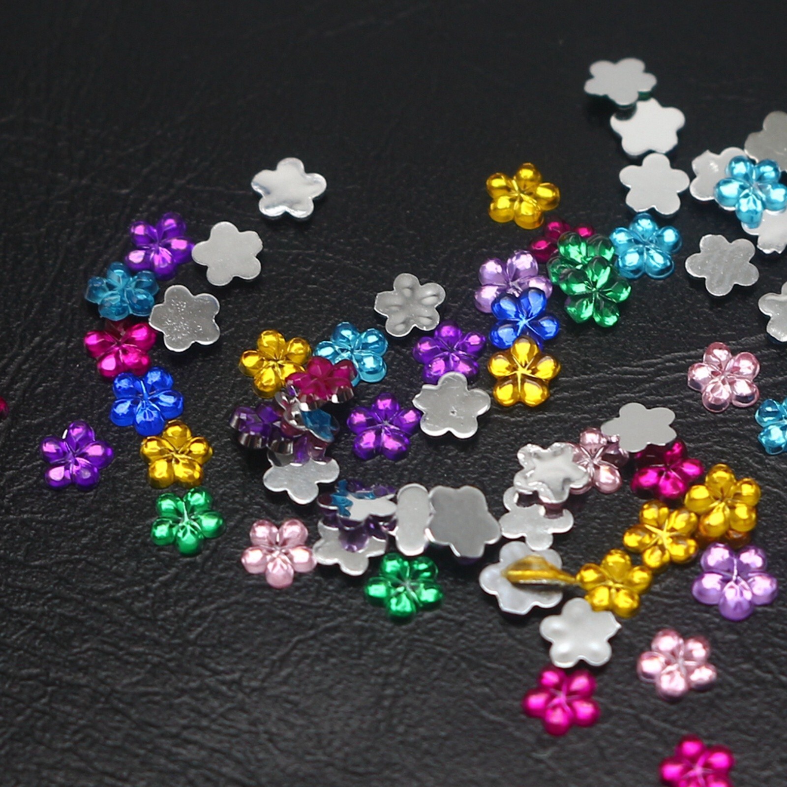2400 Flower 3mm Flatback Acrylic Rhinestone Gems with Wheel 12 Colour Nail Art