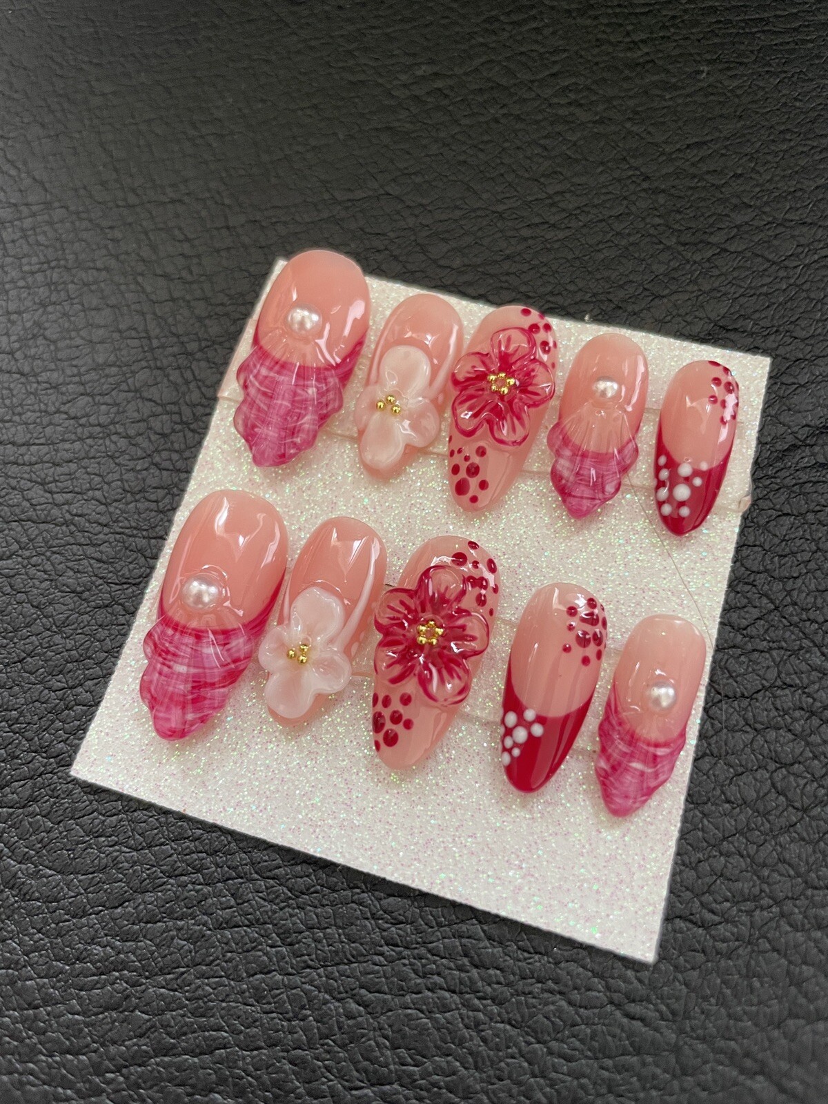 Ocean’s Twilight Press on Nails l Gel nails w/ 3D gel french tips