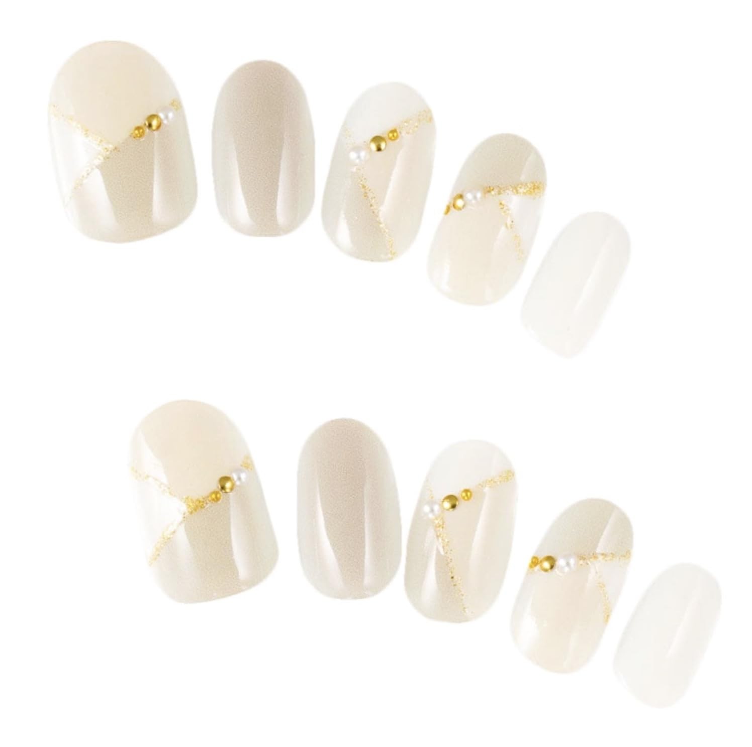 Nail Tips Short Simple White Beige Yuzu Nail Japan
