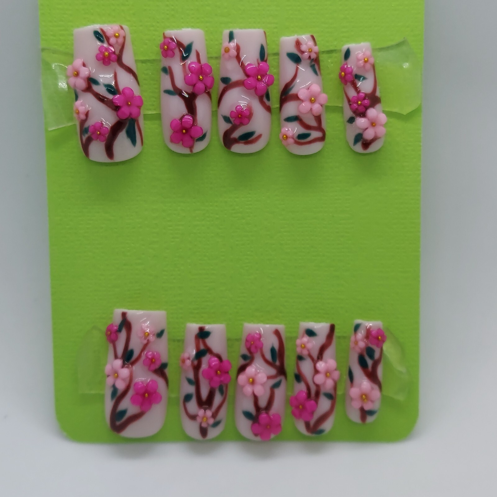 Cherry Blossom Sakura Pink Japanese Inspired 3D Art Spring Flower Floral Nails
