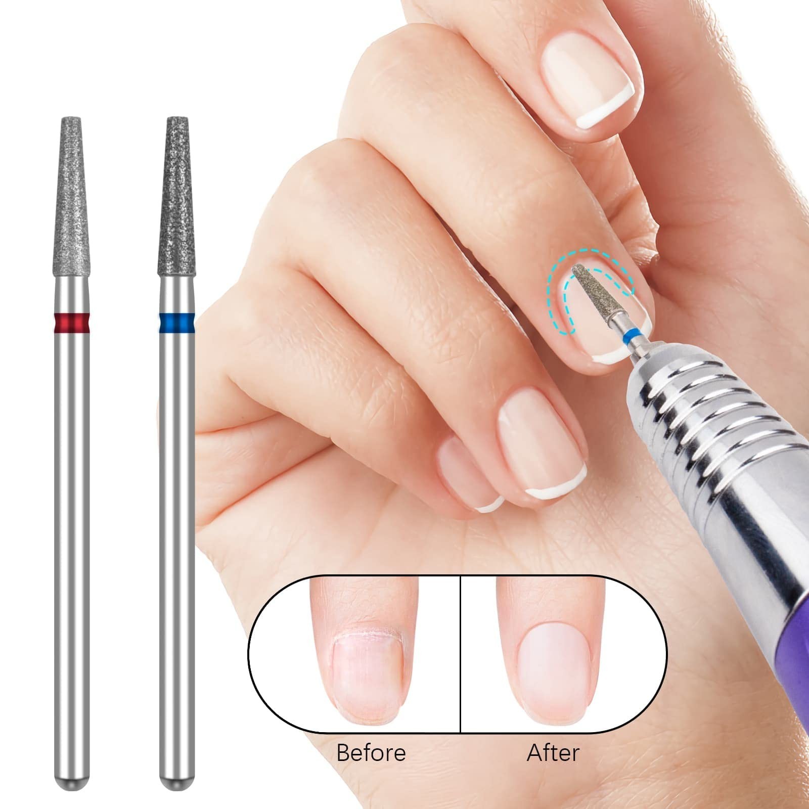 Nail Drill Bits Cuticle Nail Drill Bit Tapered Barrel Cuticle Drill Bits with…