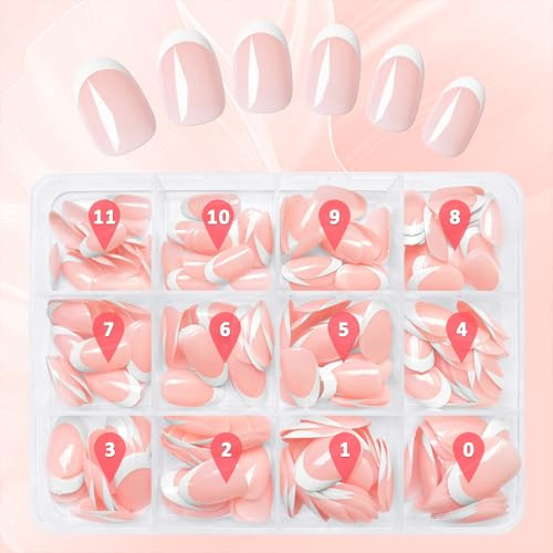 240Pcs French Tip Press on Nails Oval White French Nails Press on Short Fake