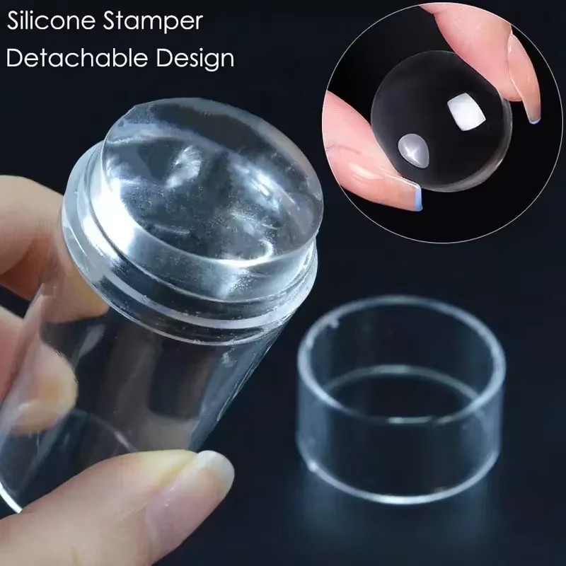 Silicone Head Nail Stamp Set with Scraper French Nail Art Template DIY Tool Lot