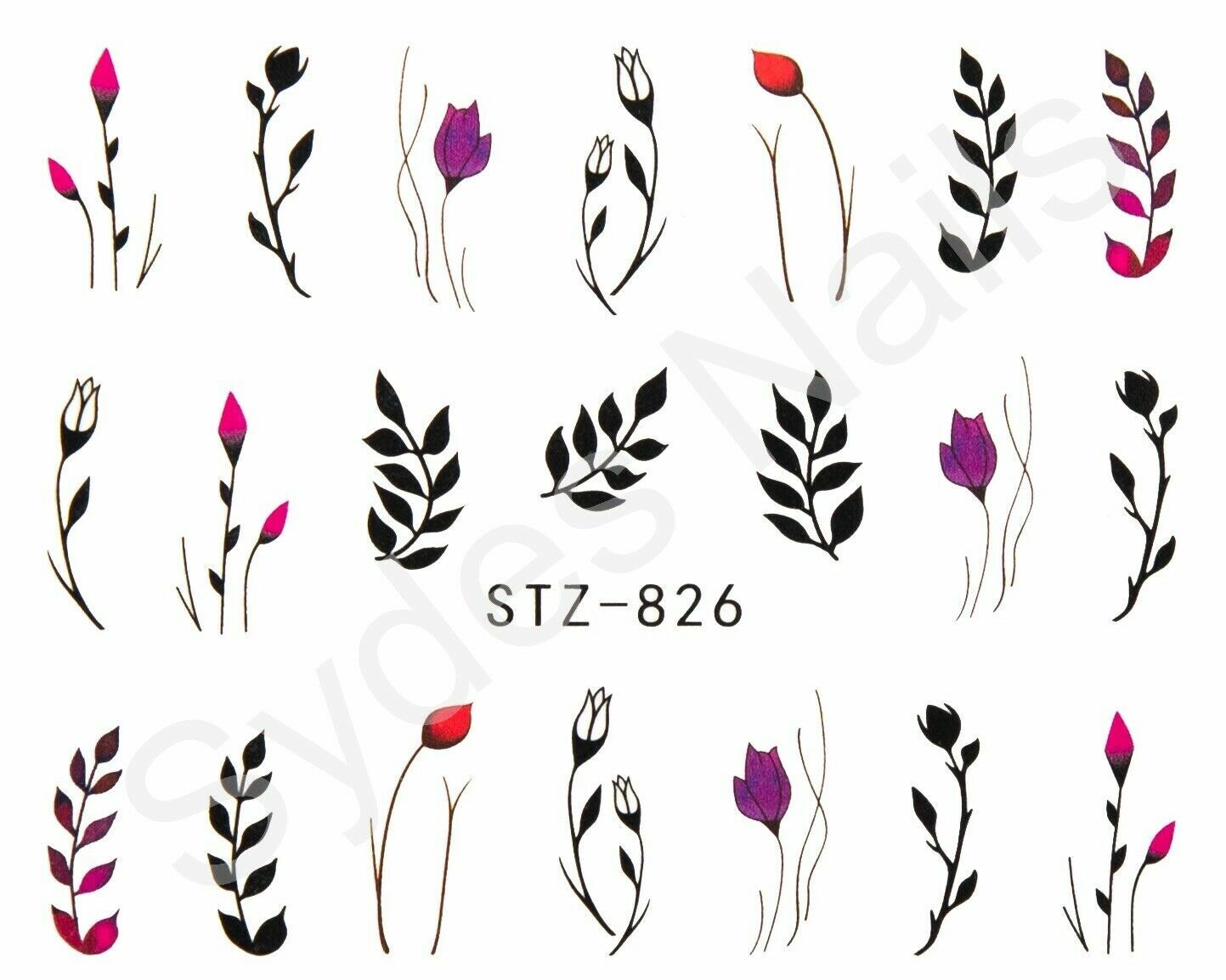 28 Pages Nail Art Water Transfer Sticker Flower Leaves Butterfly Flamingo Bird