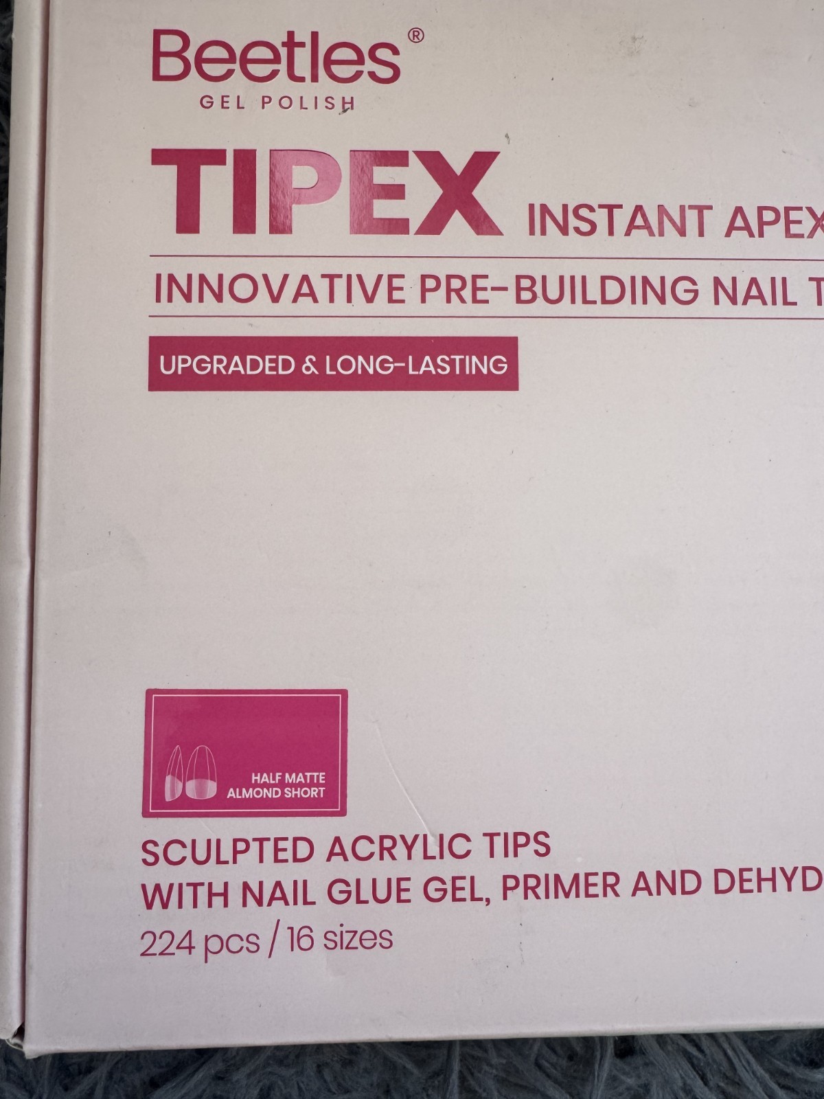 Beetles TIPEX Instant Apex Nail Tips Kit Square Medium Clear Matte 224PCS