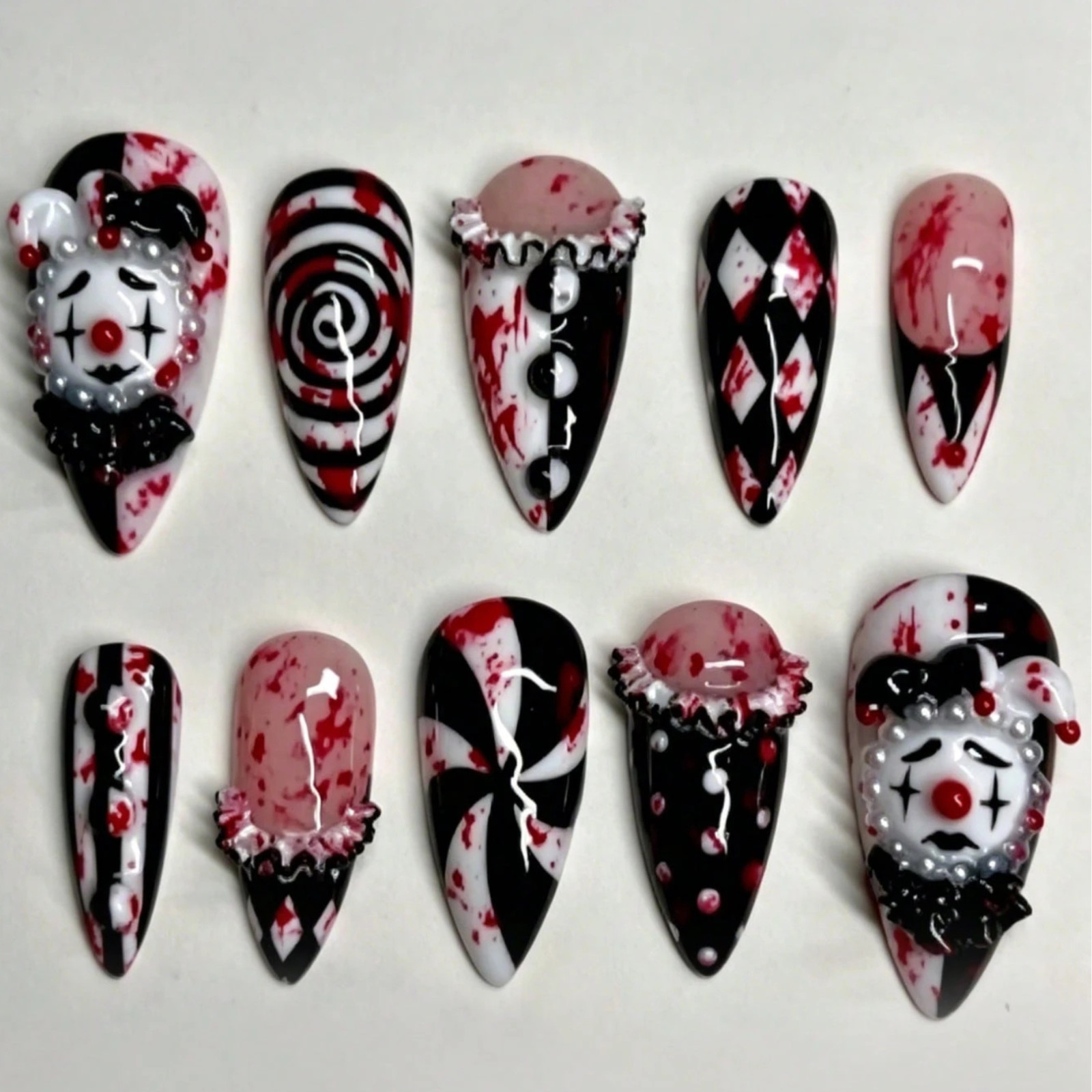 10pcs Halloween Press On Nails For Women & Girls 3D Nail Extenders Haloween Gift