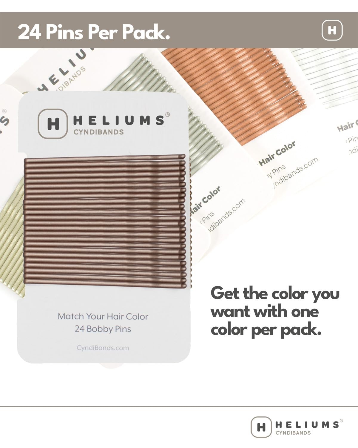 Heliums Large Bobby Pins – Silver Gray – 2.5 Inch 24 Count (Pack of 1),