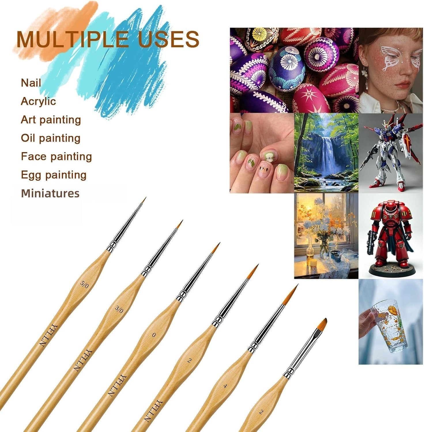 Very Small Paint Brushes Fine Tip for Nail Art Model Craft Painting Hobby Set