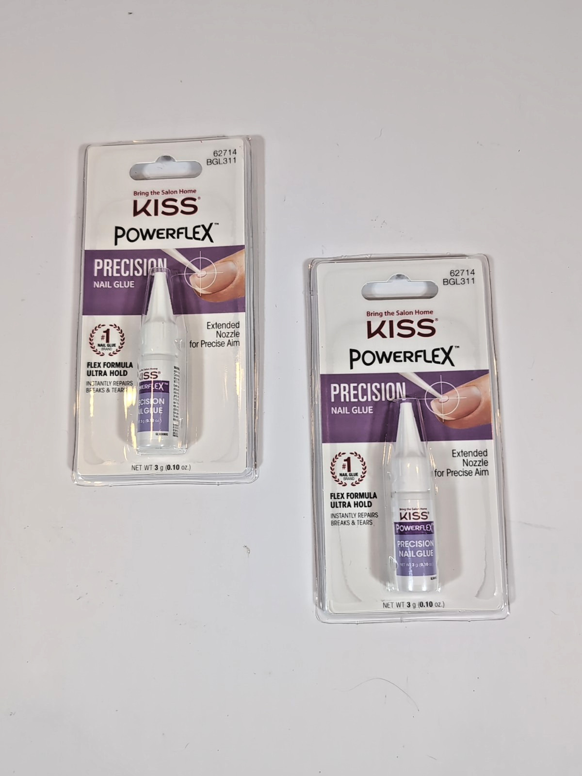 KISS POWERFLEX PRECISION NAIL GLUE #BGL311 ULTRA HOLD FALSE NAIL ADHESIVE 2 Pak