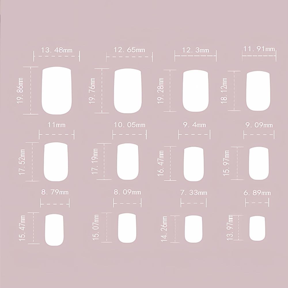 24PCS French Tip Acrylic Press on Nails for Girls, Square 3D Pink Bow Fake St…