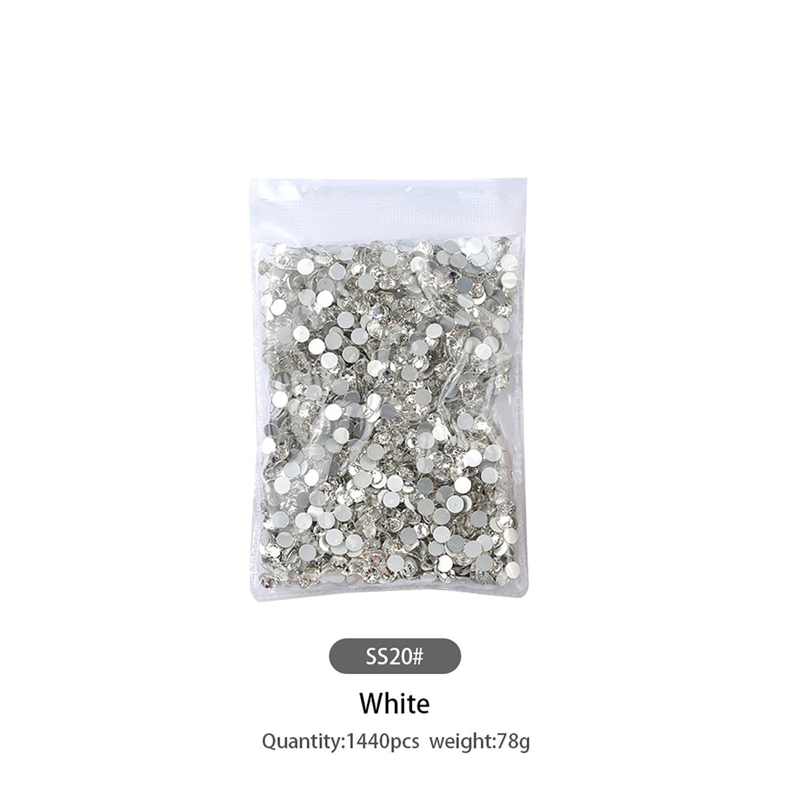 Rhinestones 1440pcs SS20 Glass Nail Art Crystal Clear White Flatback Gemstone…