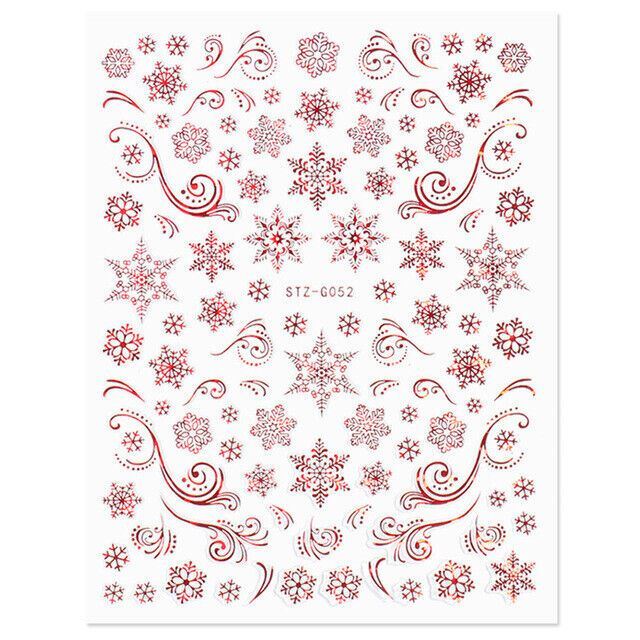 Christmas Foil Transfers Nail Art Metallic Snowflakes Reindeer Stickers Decals