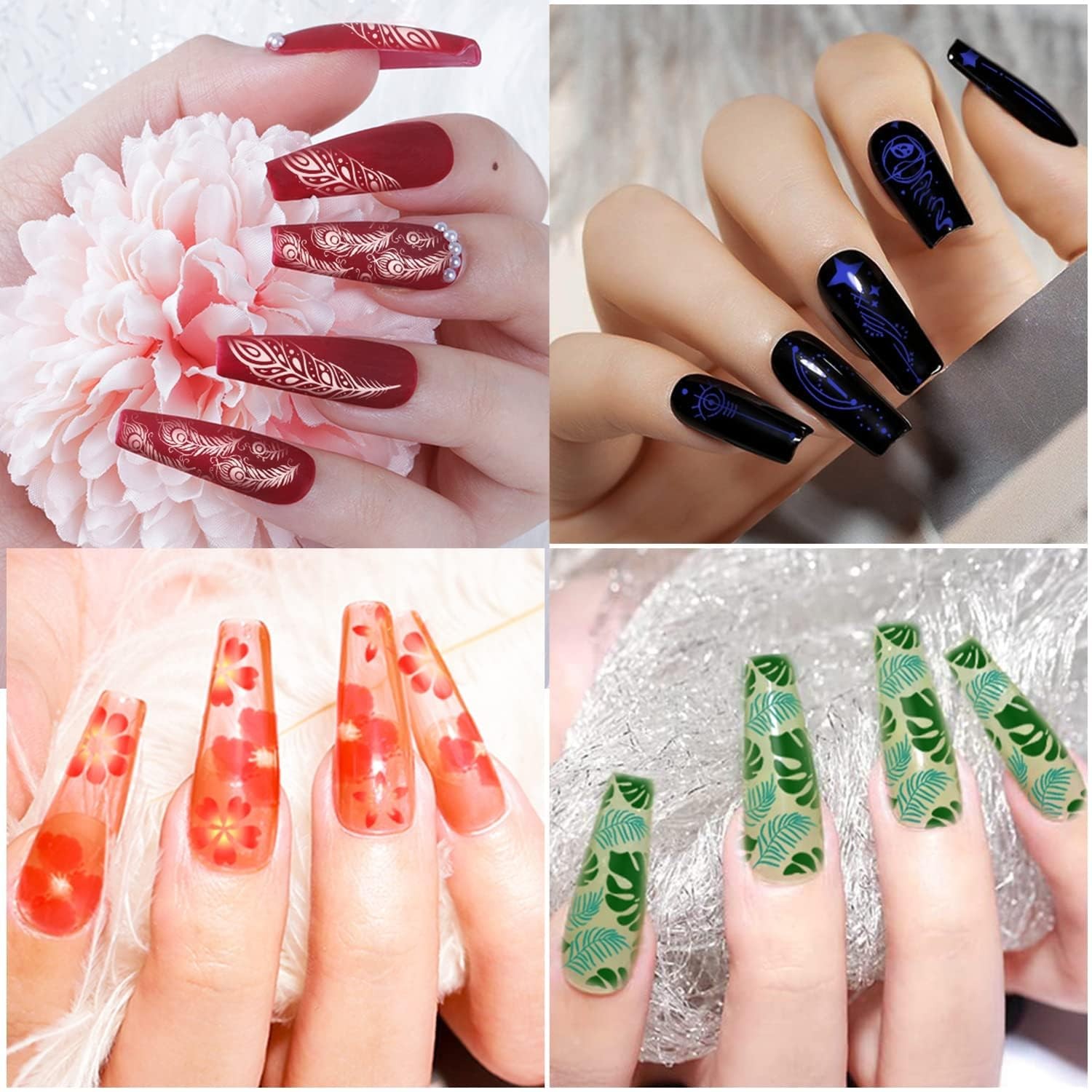 15PCS Nail Art Stamping Plate 8 Nail Stamping Gel Polish Nail Stamping Kit Nail