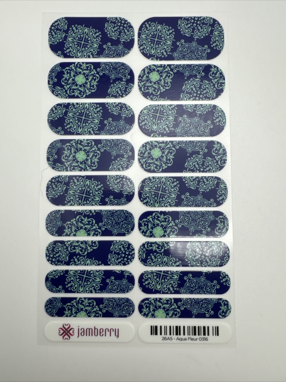 Jamberry Nail Wraps Aqua Fleur Full Sheet (floral/flowers)
