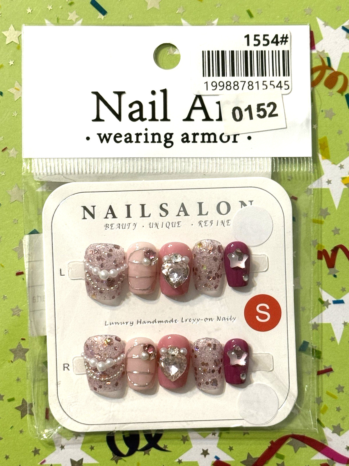 Nail Art Wearing Armor COFFIN SMALL Extra Short Multicolored Press On Manicure