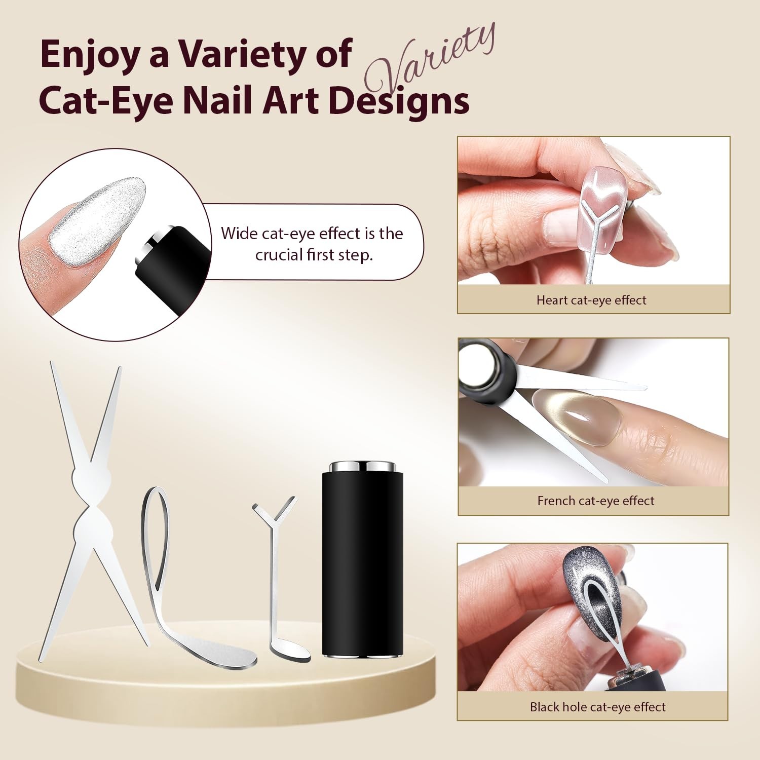 Heart & French Cat Eye Magnet Set: Create Defined Nail Art Effects Easily