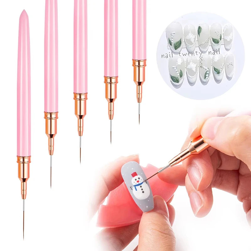 5pcs Nail Art Liner Brush Set UV Gel Nail Brushes Kits French Stripe Line