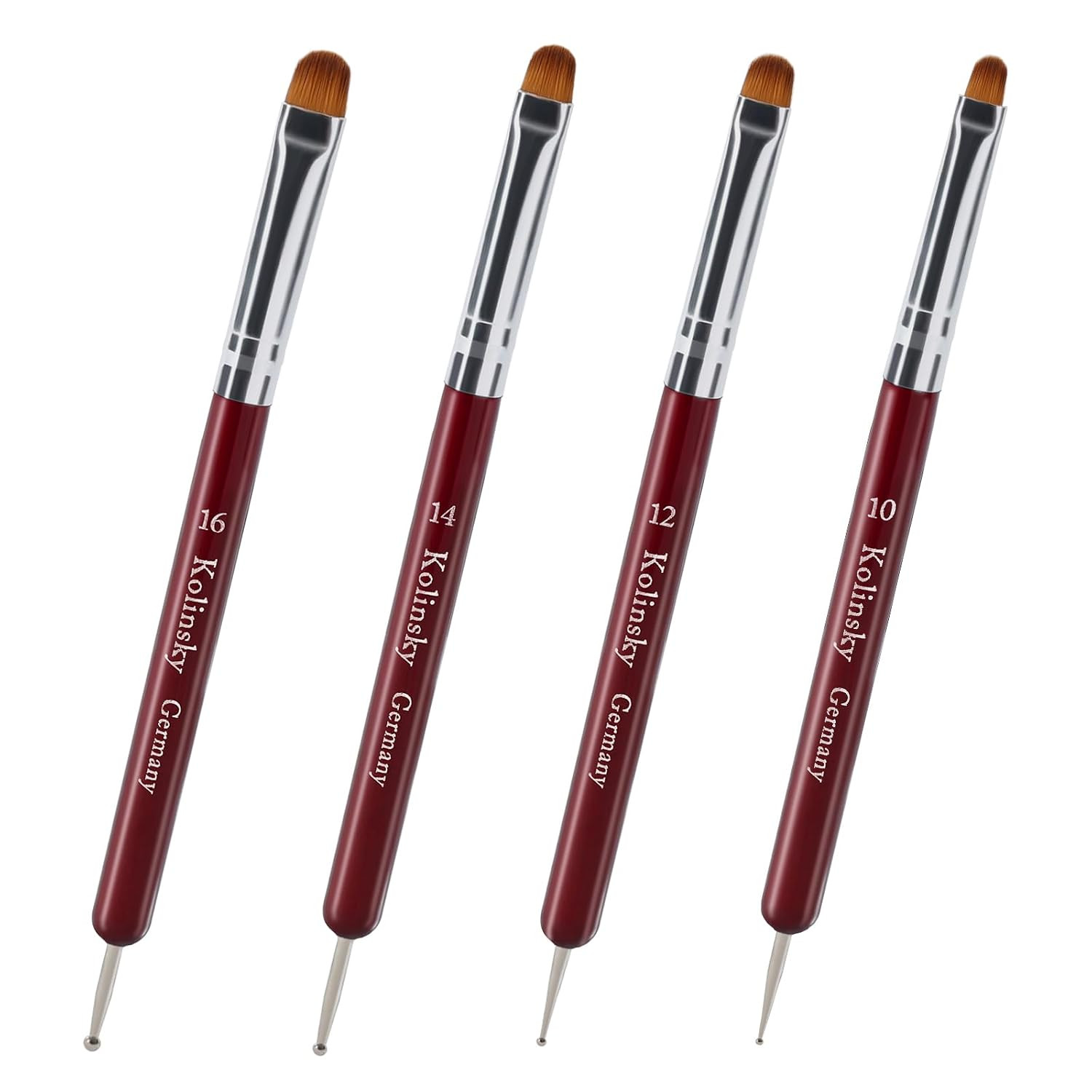 4 Pieces French Tip Nail Brush and Clean up Brush Set, Dual Ended Acrylic Nail A