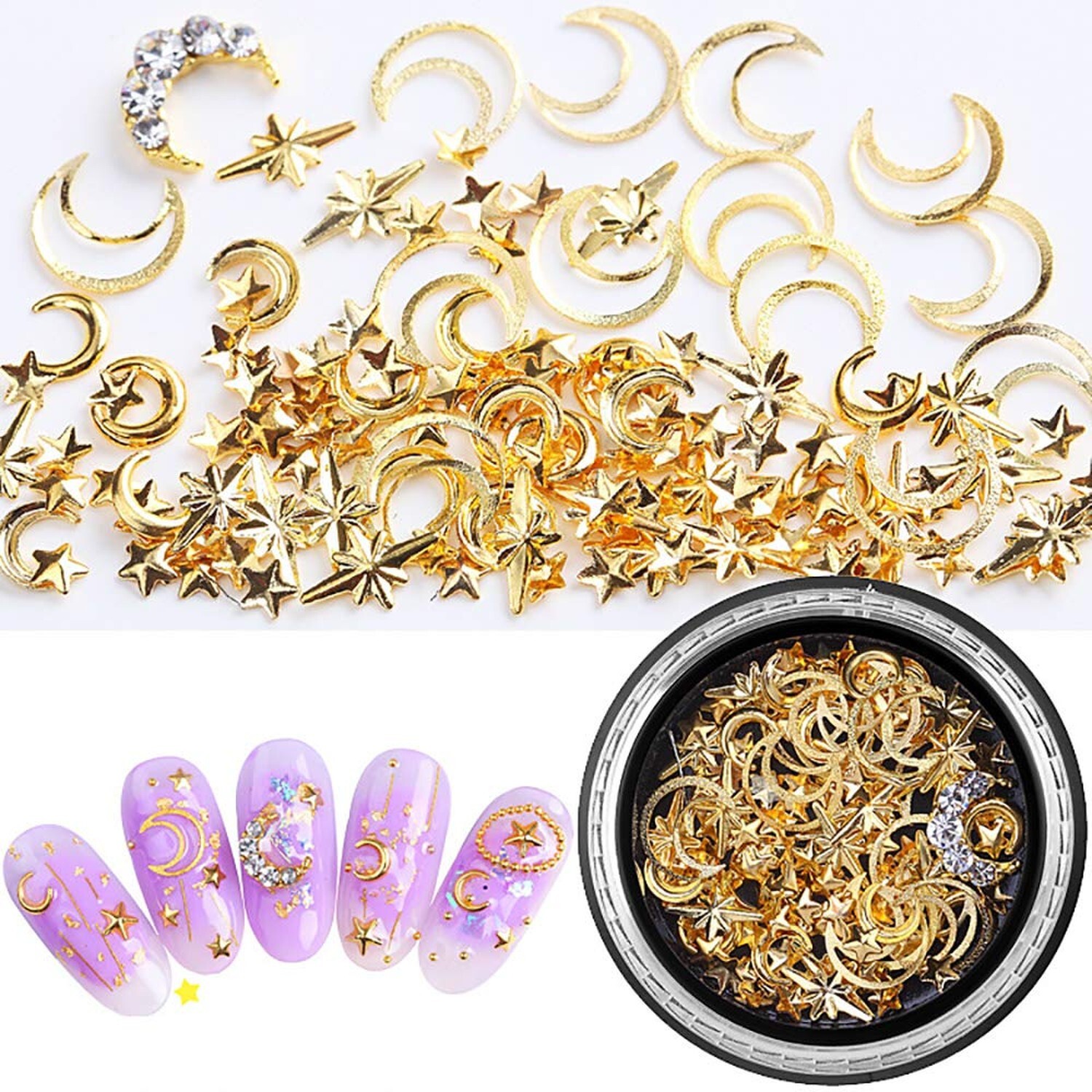 SILPECWEE 6 Boxes 3d Nail Rhinestones And Studs Gold Nail Rivets Set Nail Cry…