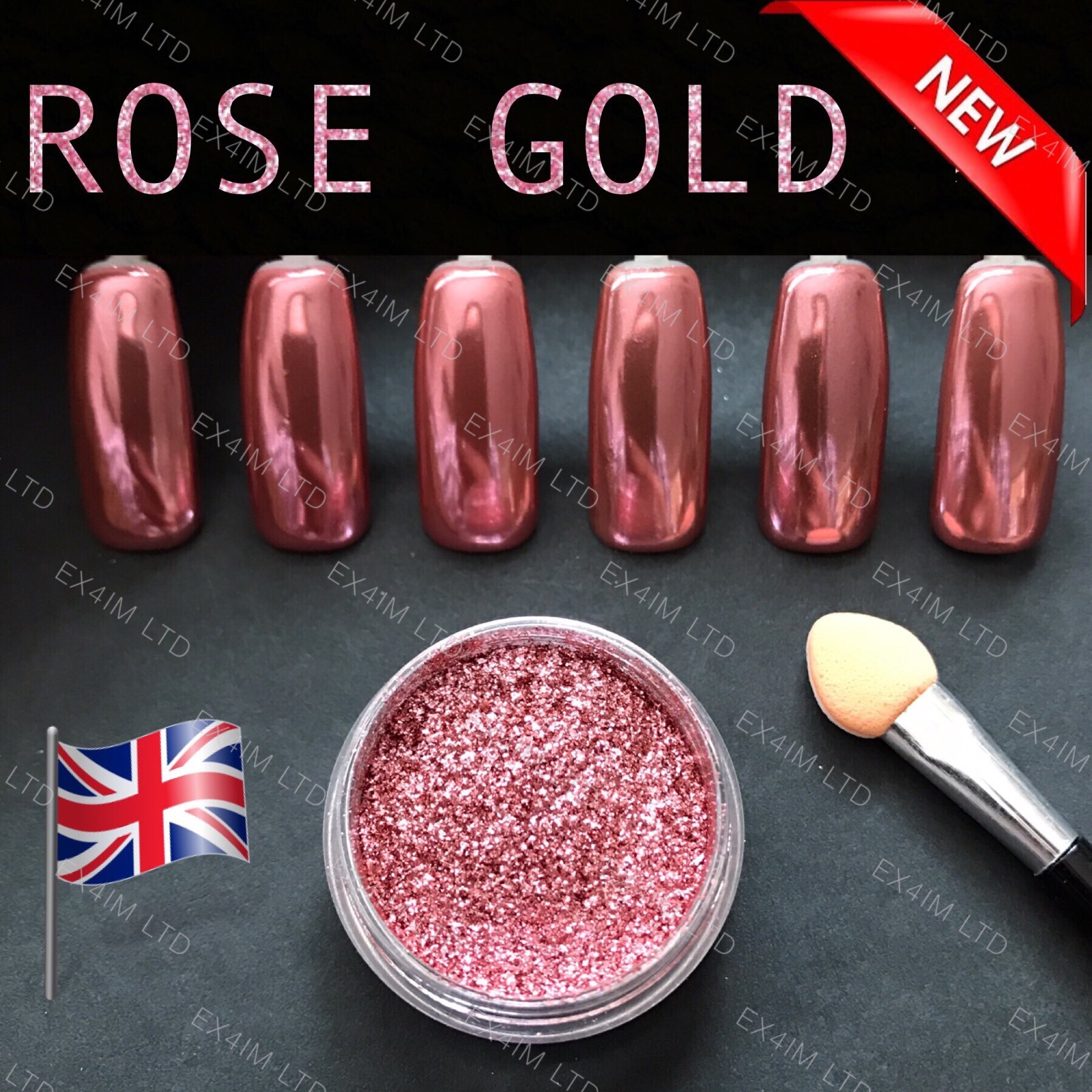 Rose Gold Mirror Nail Powder 100% Real Chrome Effect Pigment Metallic Shine UK
