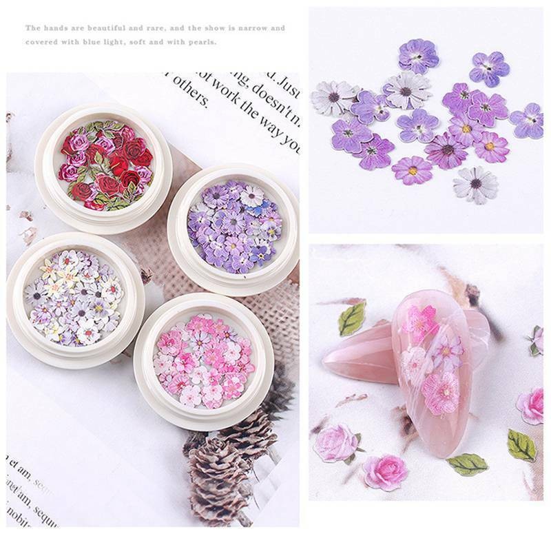 Nail Art Slice Flakes 50Pcs Decor Decoration Summer Flowers Gel Nail Polish Tips