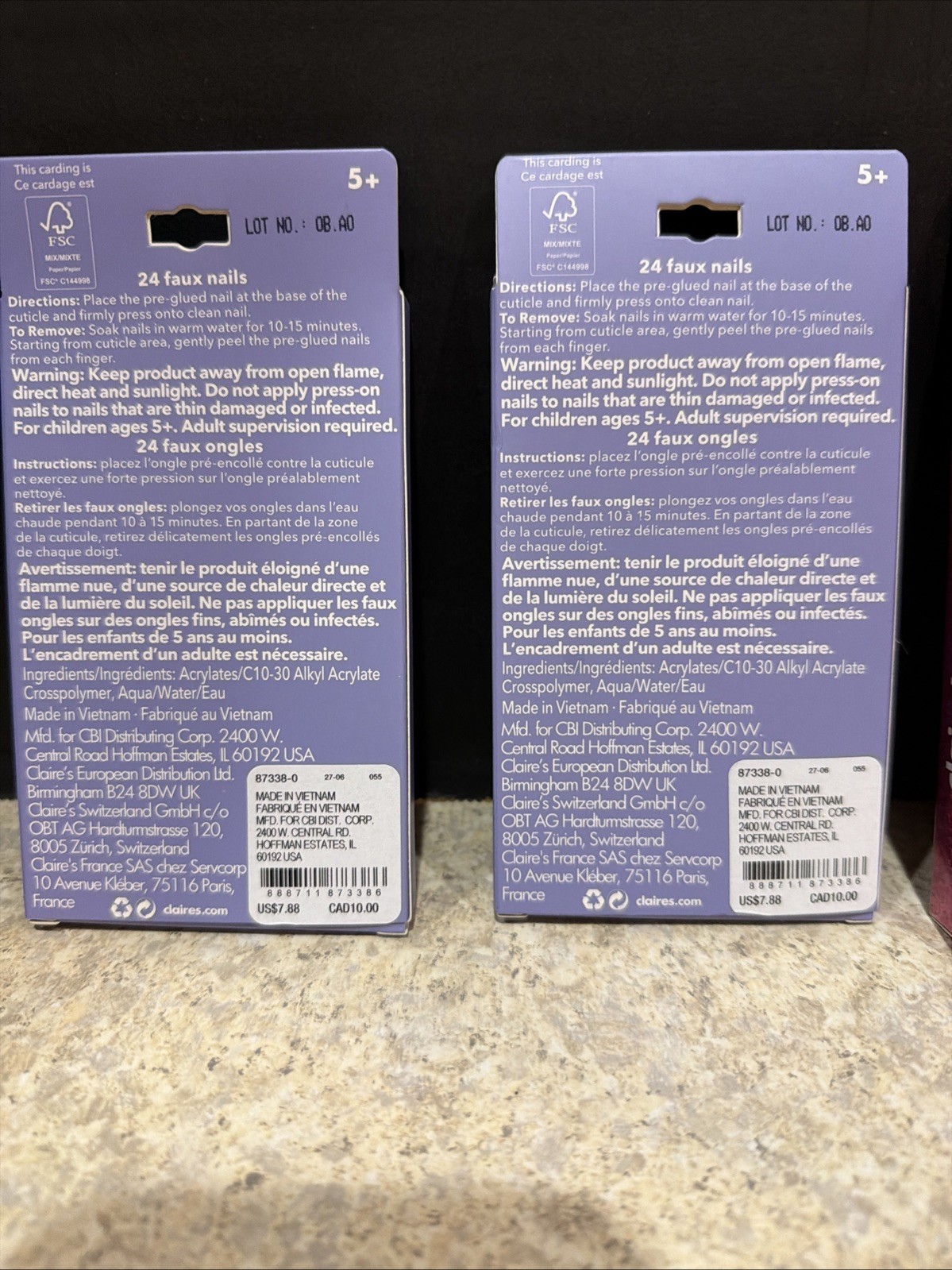 Bundle Value Set Of 4 Claire’s 24 Faux Nails (2 Designs)