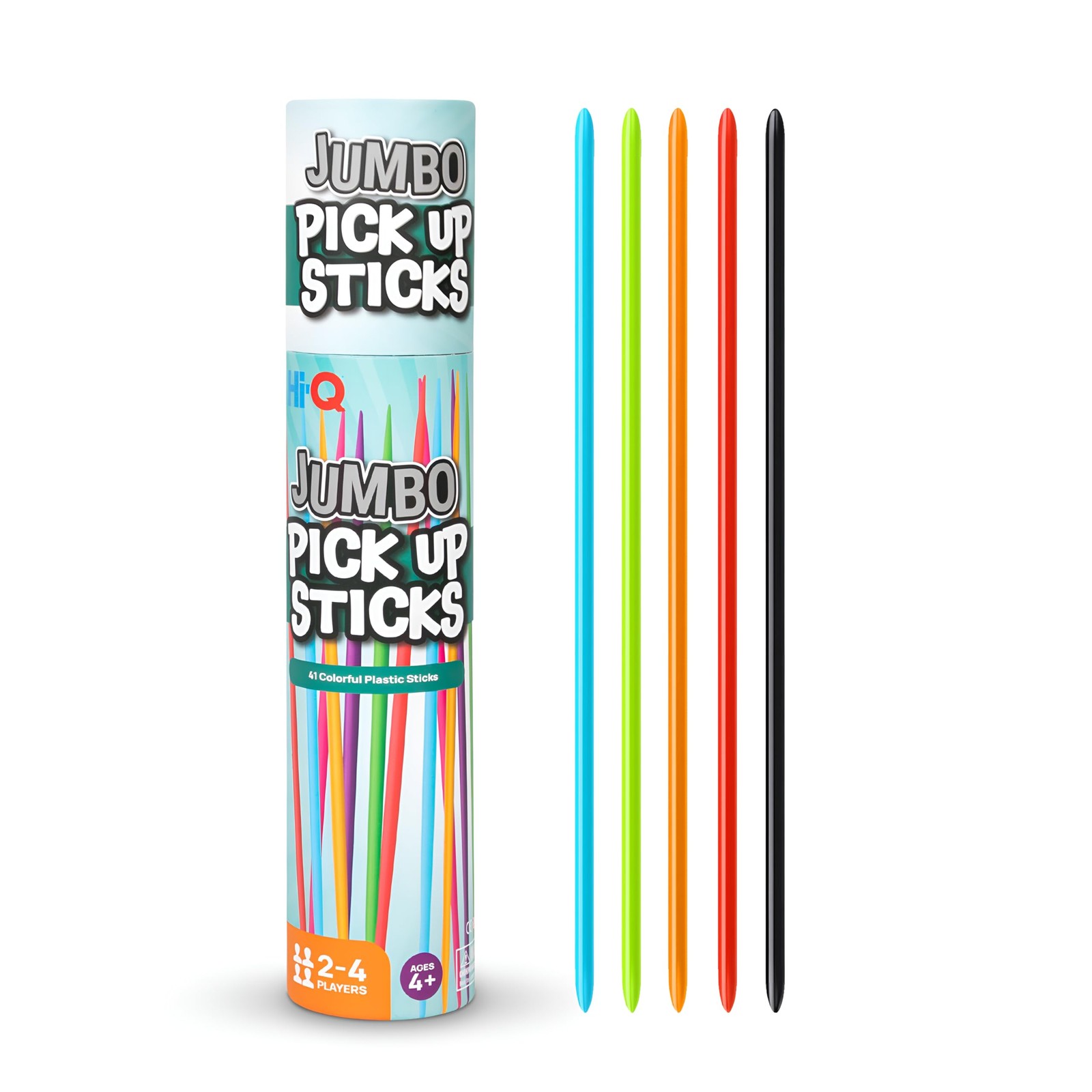 Hi-Q Jumbo Pick Up Sticks Game: 41 Brightly Colored Plastic 9.5 Inch, Black