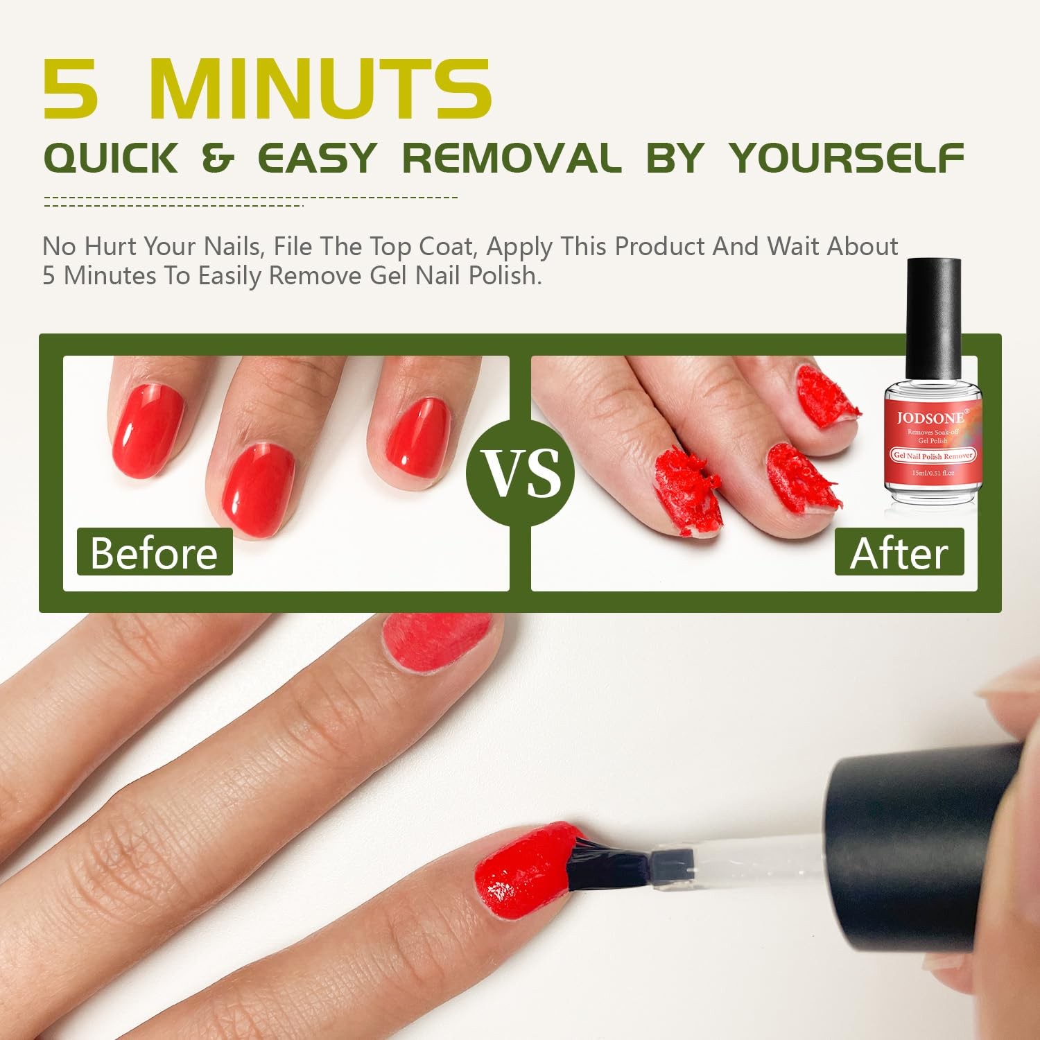 JODSONE Gel Nail Remover Quick 0.51 Fl Oz (Pack of 1), 15ML-BT-GR