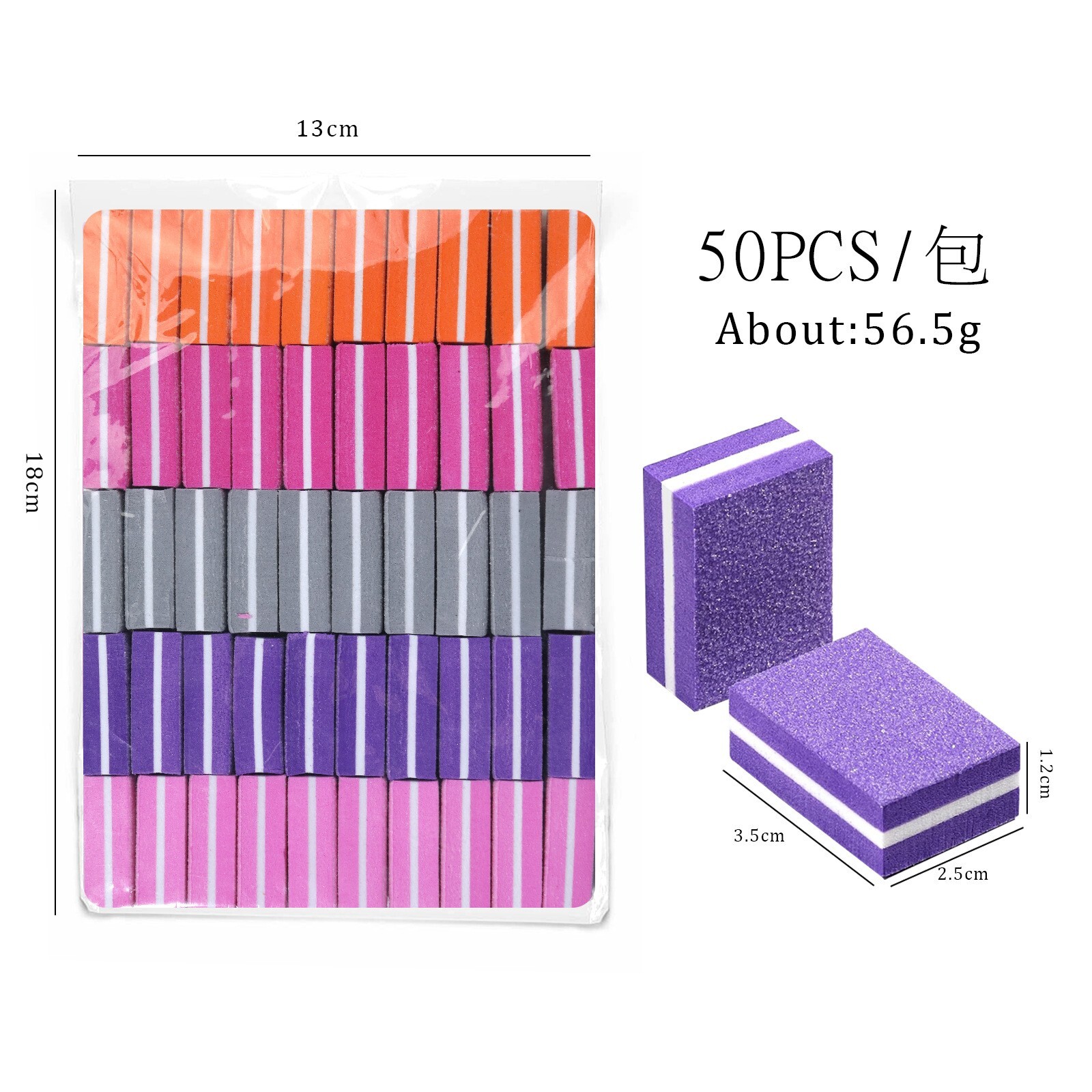 50Pcs Mini Nail Buffer Blocks 180/100 Grit Durable Nail Sanding Blocks Nail Tool