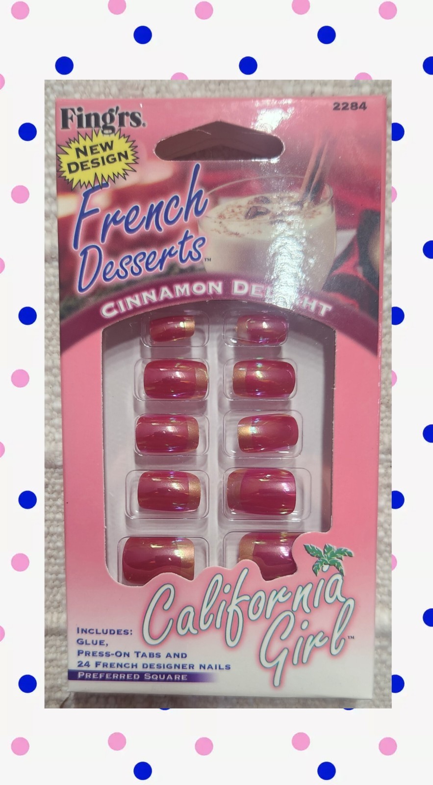 1 Pack Of California Girl French Dessert press on Nails 24 Pieces