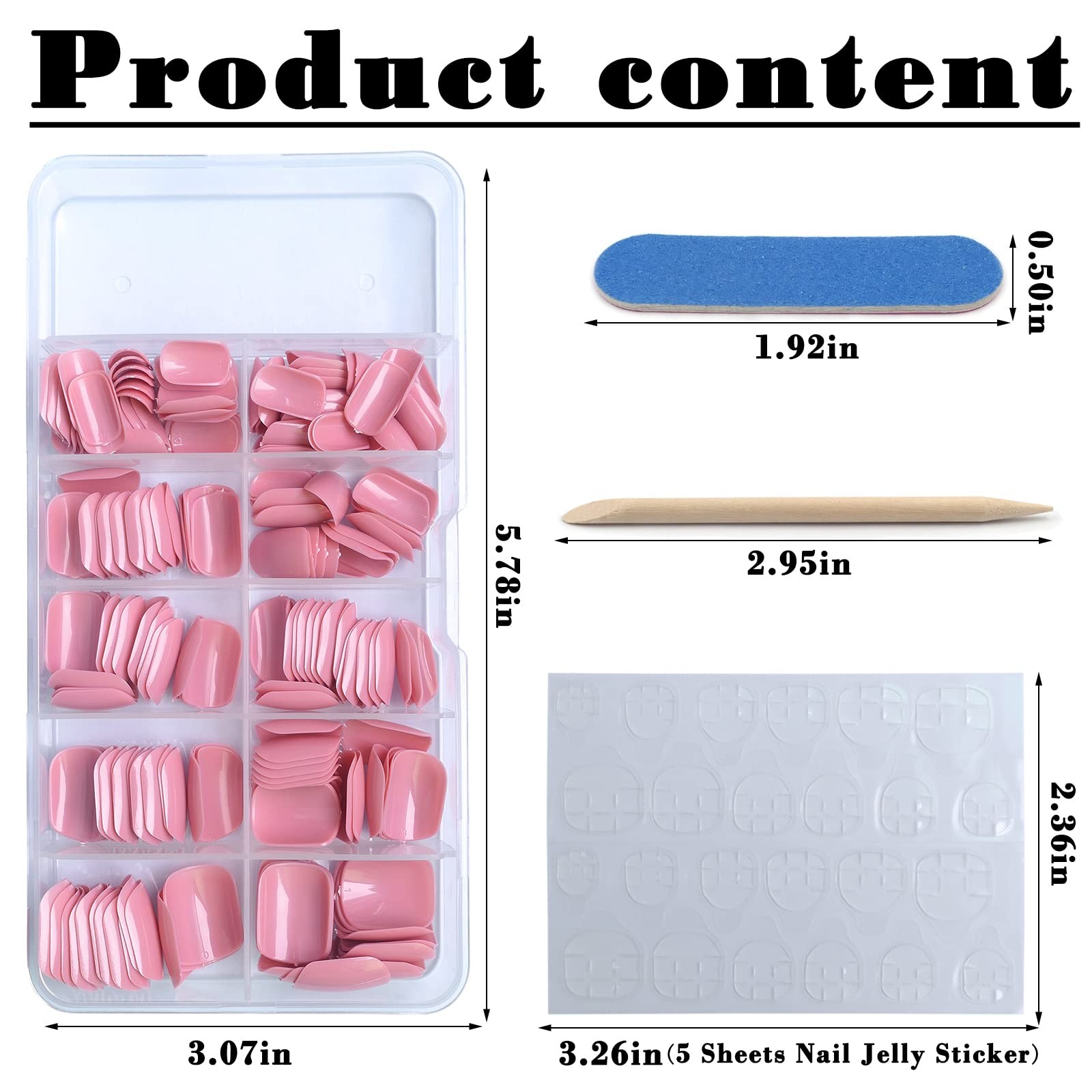 240pcs Short Press on Nails Full Cover Short Square Glossy Pink Fake Nails