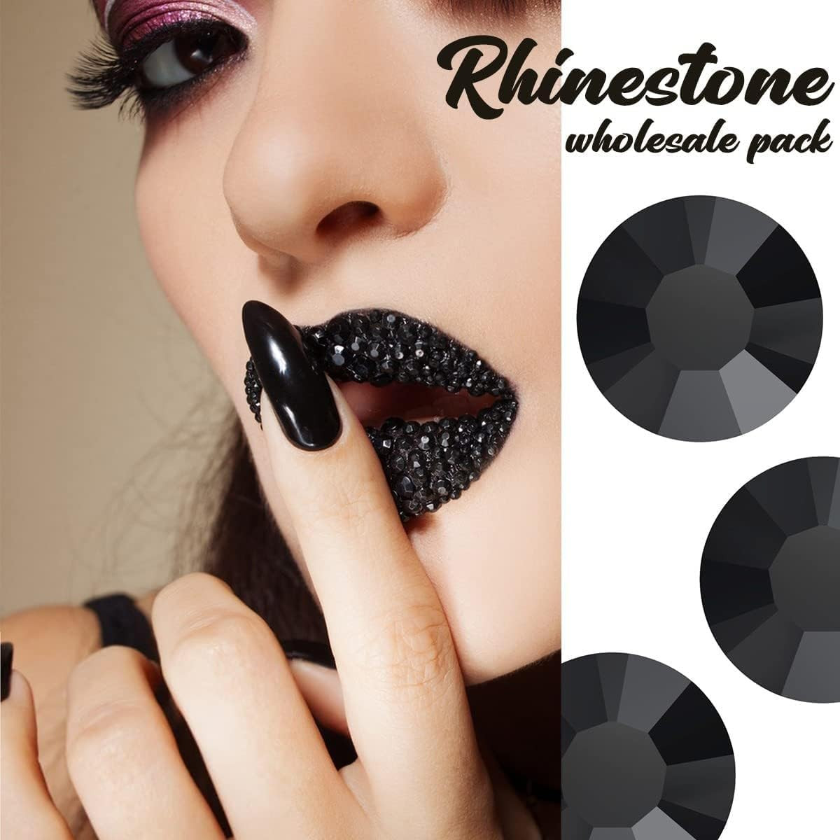5000PCS 4Mm Pure Black Resin Rhinestones for Crafting Flatback Jelly Stones Bulk