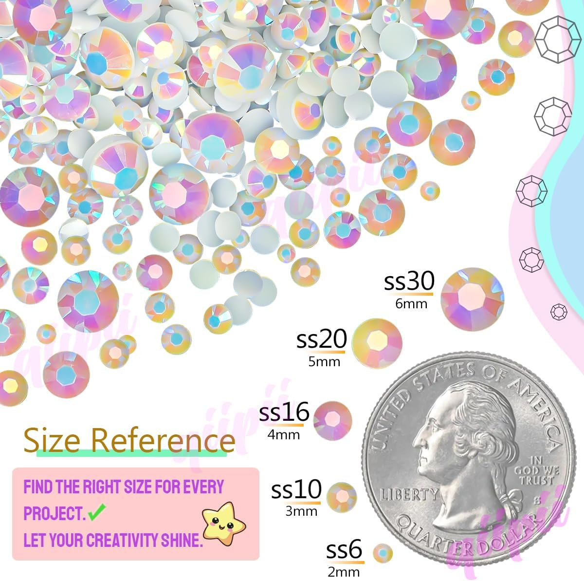 Qiipii Light Pink AB Resin Rhinestones W B7000 Glue for Bedazzling Crafting Flat