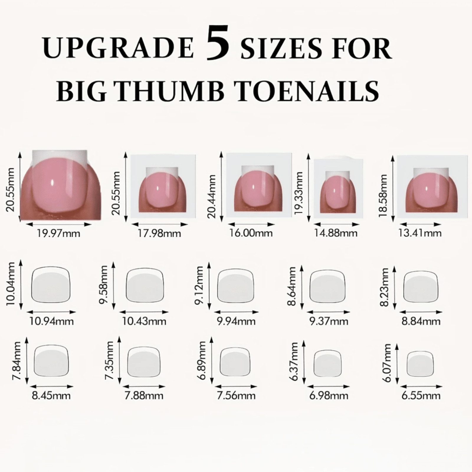 150x Press-On Fake Nail Tips Toenails Short Square French Soft Gel 15 Size Nails